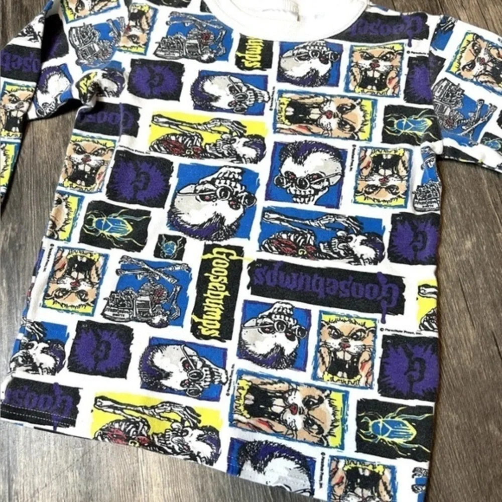 Goosebumps Vintage Curly The Skeleton Kids Long Sleeve Underwear Top Size 8
